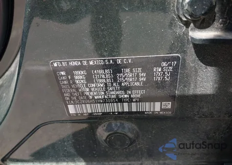 2017 Honda Hr-V Ex z USA, uszkodzony, nr VIN 3CZRU6H51HM730954